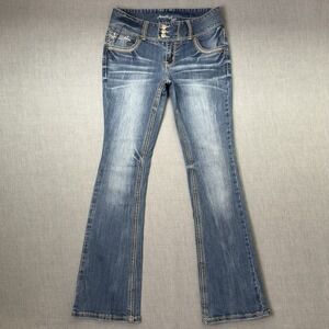 Amethyst Jeans Womens 7 Blue Low Rise Bootcut Y2K Embroidered Cowgirl Denim